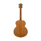 Bromo Guitar BAT8MEBK Tahoma Series mini jumbo acoustic and electric guitar in black with a sleek finish.