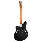 Reverend Airsonic W MDBK electric guitar in midnight black with roasted maple neck and body, sleek and modern design.