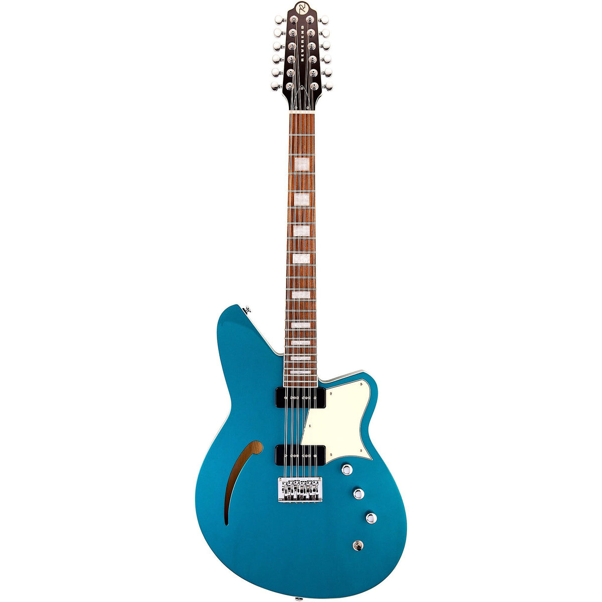 Reverend Airwave 12-string electric guitar in deep sea blue with pau ferro fingerboard, showcasing its body and headstock.