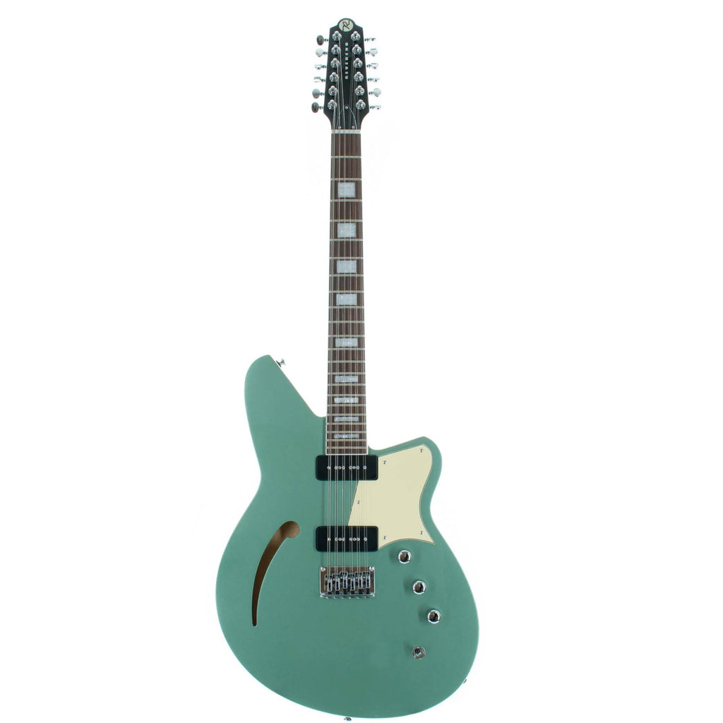 Reverend Airwave 12-string electric guitar with metallic alpine finish and pau ferro fretboard, showcasing its sleek design and body.