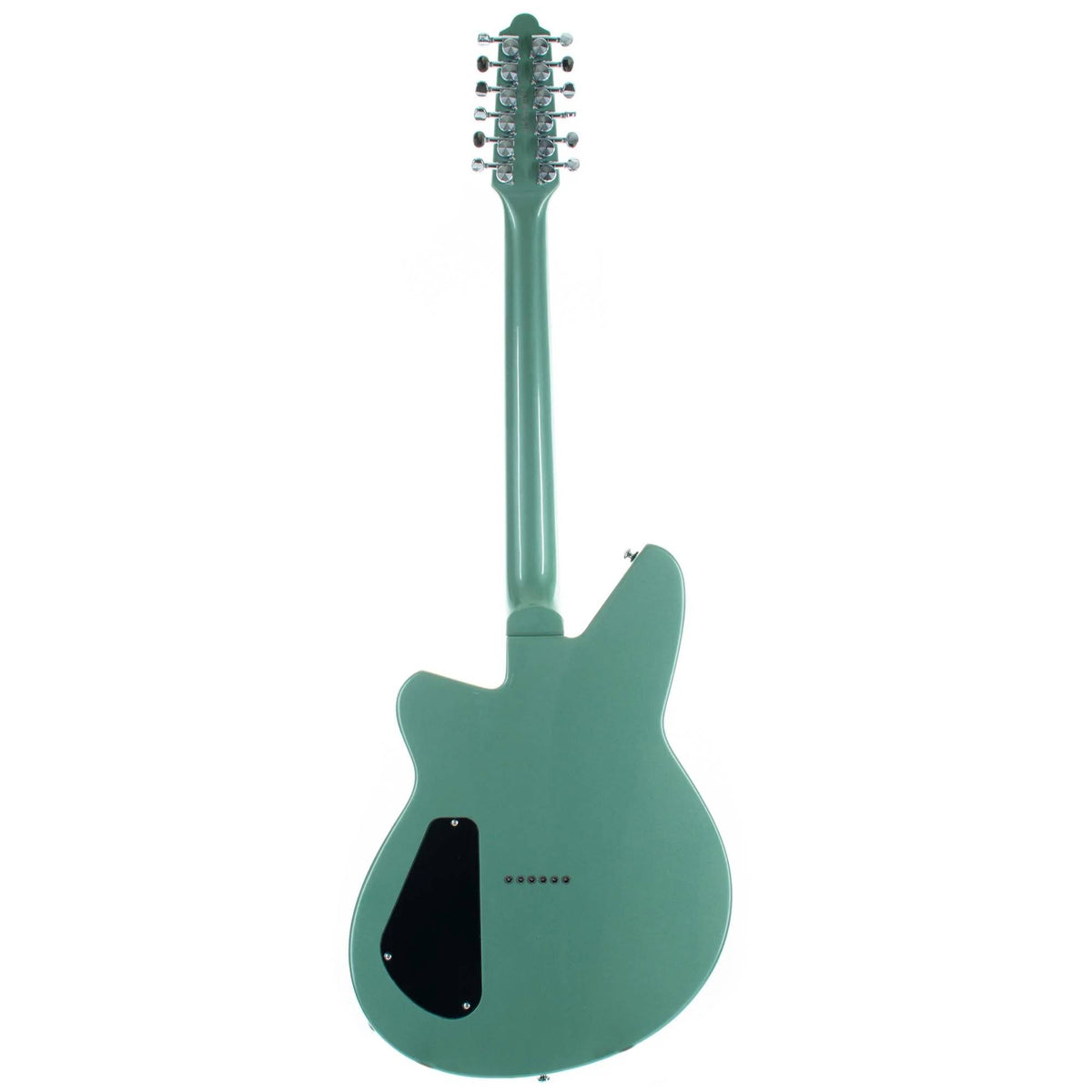 Reverend Airwave 12-string electric guitar with metallic alpine finish and pau ferro fingerboard, showcasing its sleek design and hardware.
