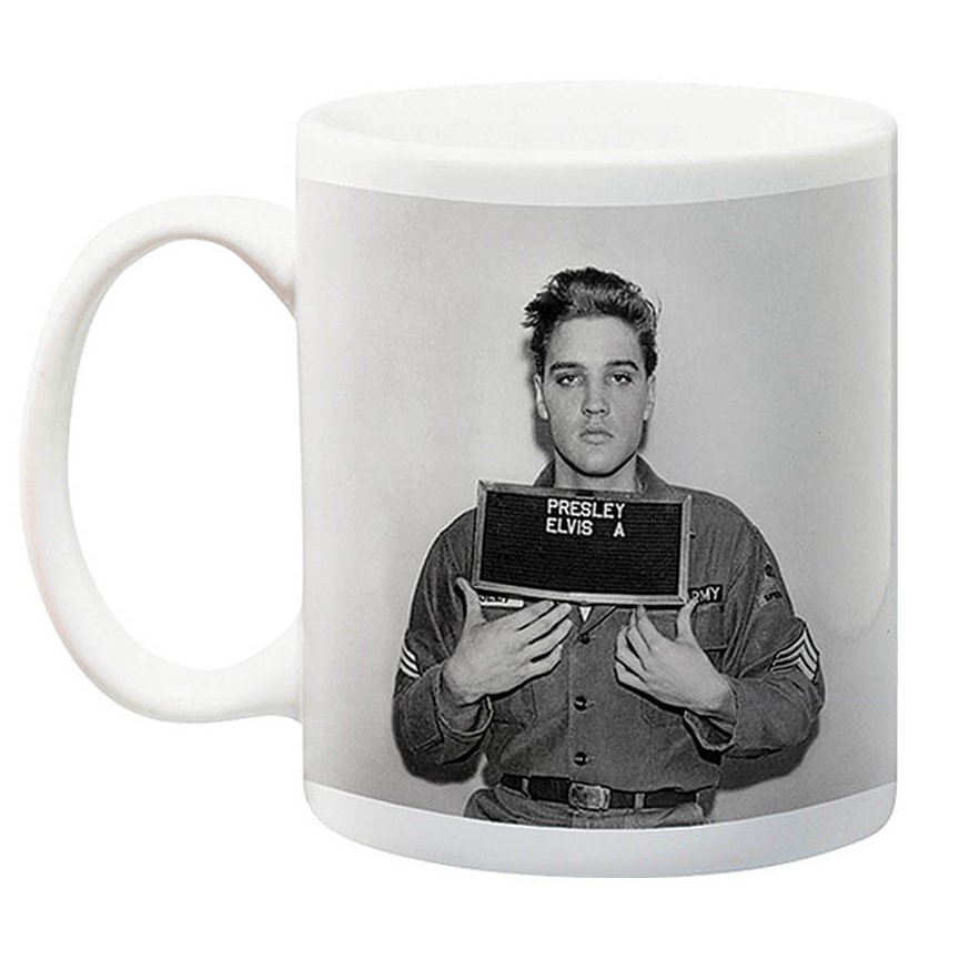 Hal Leonard Elvis Presley 11oz. mug featuring enlistment design, perfect for music and novelty gift fans.