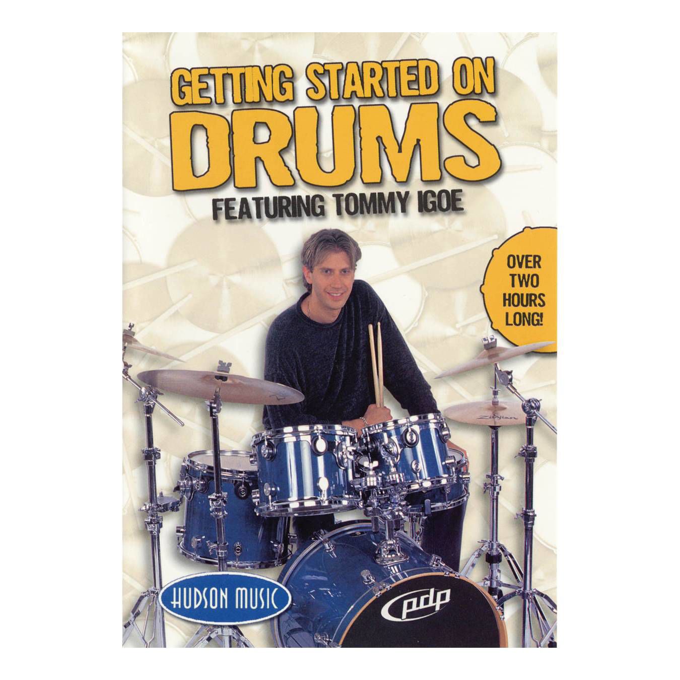 Getting Started on Drums DVD by Tommy Igoe, a beginner drum instruction DVD with a cover featuring drums and musical notes.