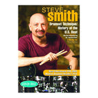 Steve Smith drum set technique DVD cover, featuring images of drums and a musician practicing drum techniques.
