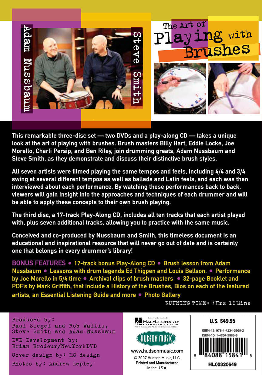 Steve Smith drum book set featuring three discs, titled "The Art of Playing with Brushes," showcasing instructional material for drummers.