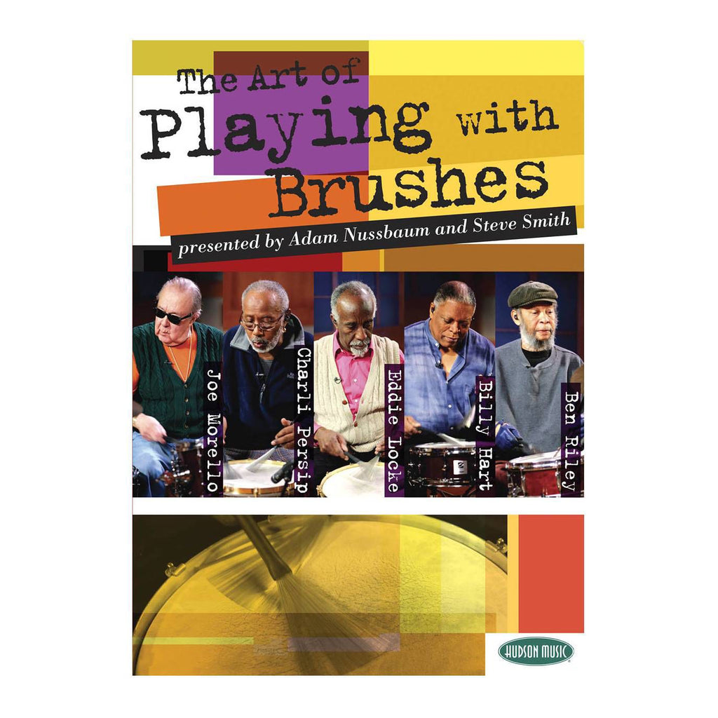 Steve Smith drum book set titled "The Art of Playing with Brushes," featuring three discs on a black background.