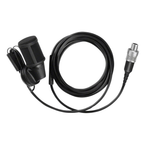 Sennheiser MKE40-4 wired cardioid clip-on lavalier microphone for live audio recording, shown clipped on clothing.
