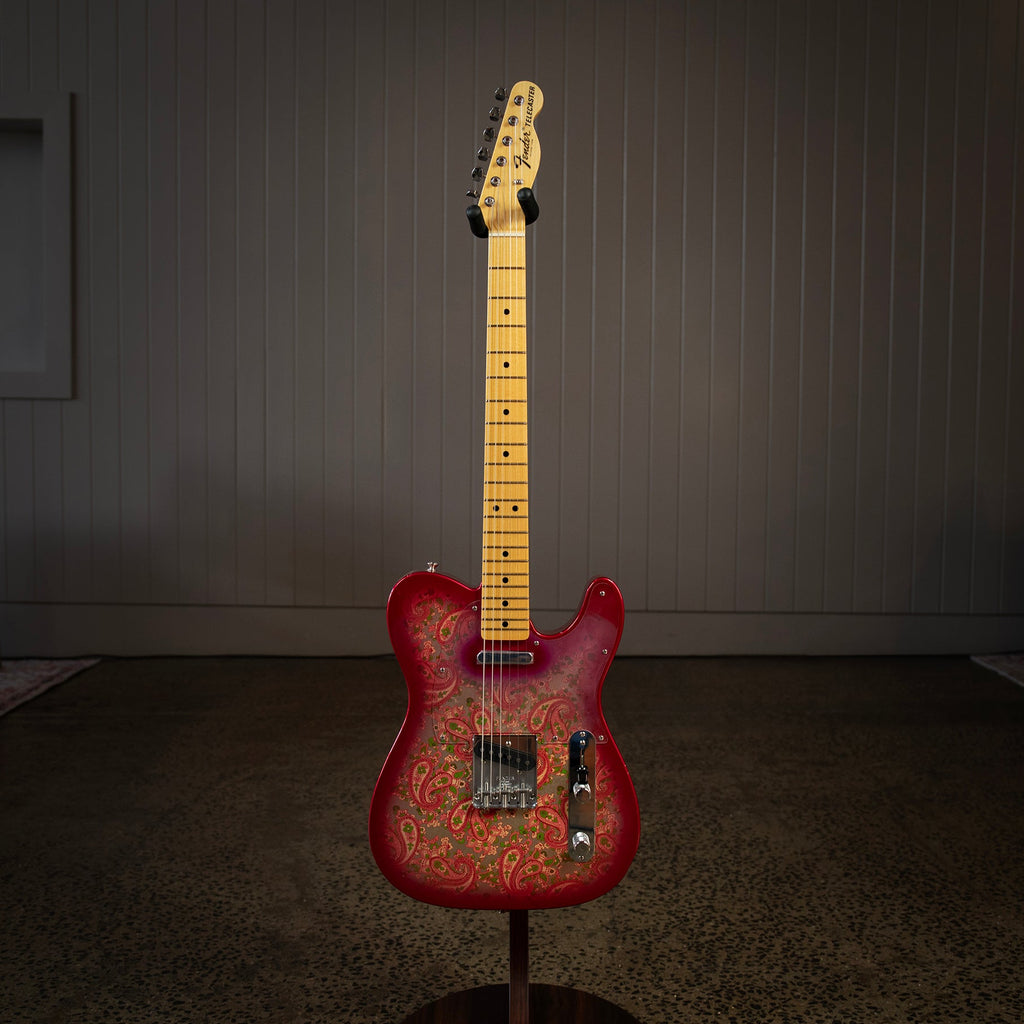 Fender Custom Shop Vintage Custom 1968 Telecaster NOS pink paisley electric guitar with maple neck and vintage-style hardware.