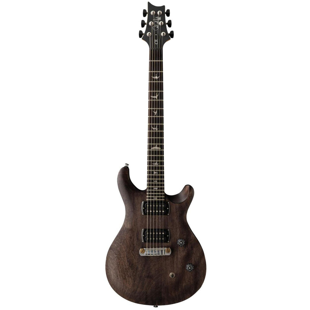 PRS SE CE24 Standard Satin Stoptail Electric Guitar in Charcoal, glossy finish with dual humbucker pickups and modern design.