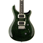 PRS SE Custom 24 Quilt Teal Black electric guitar with dual humbucking pickups and sleek modern design.