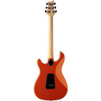 PRS NF3 Rosewood electric guitar with metallic orange finish and rosewood fretboard, showcasing its sleek, vibrant design.