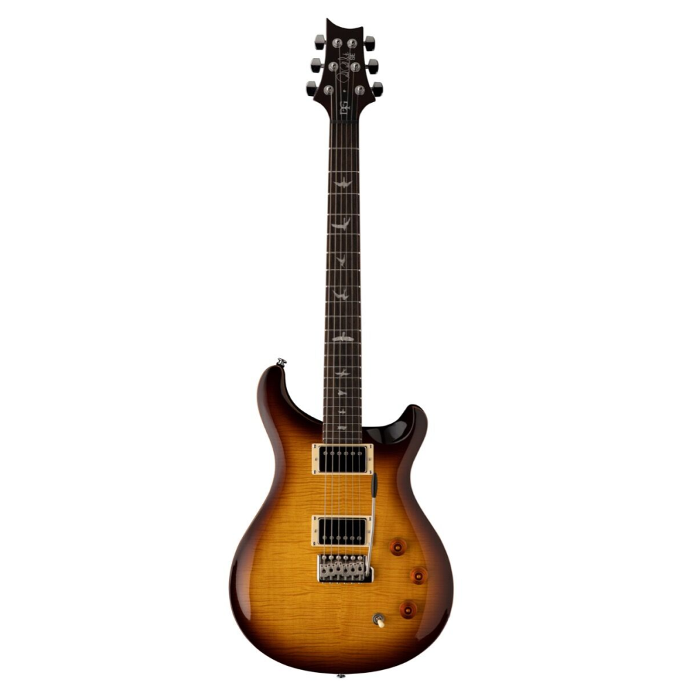 PRS SE DGT David Grissom Signature electric guitar with bird inlays in McCarty Tobacco Sunburst finish, shown from a front angle.