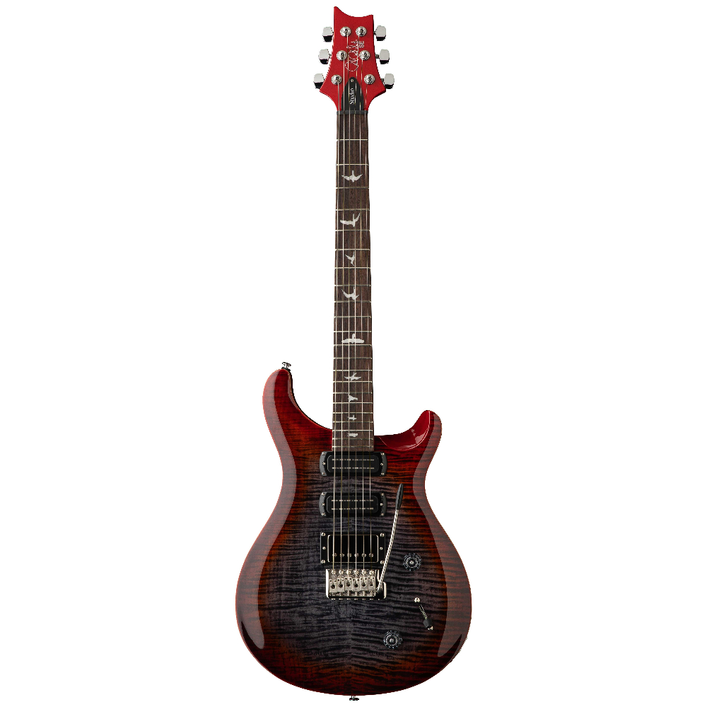 PRS SE Studio electric guitar in Charcoal Cherry Burst finish, showing the body, neck, and pickups of this sleek electric guitar.