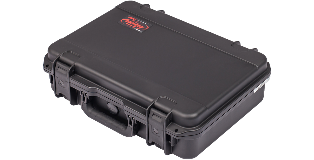 SKB 3I-1813-5B-C bass guitar amplifier head hard case showing rugged black exterior and secure handle for protection and transport.