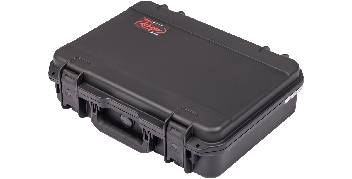 SKB 3I-1813-5B-C bass guitar amplifier head hard case showing rugged black exterior and secure handle for protection and transport.