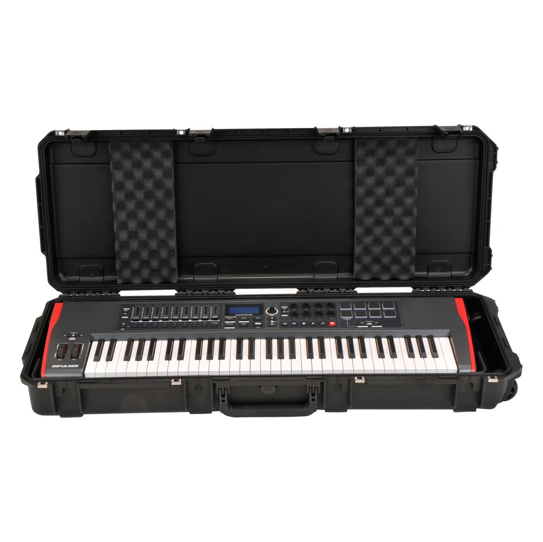 SKB 3i-4214-KBD iSeries waterproof 61-note keyboard case with padded interior and secure latches for protection and transport.