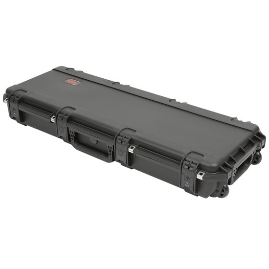 SKB iSeries 4214-5 narrow keyboard case for 61-note keyboards, durable black protective bag with handle and secure zipper.