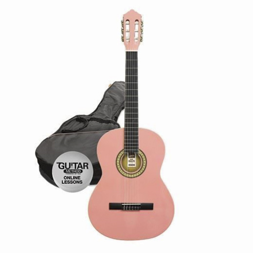 Ashton SPCG34PK - 3/4 Size Classical Guitar Starter Pack - Pink