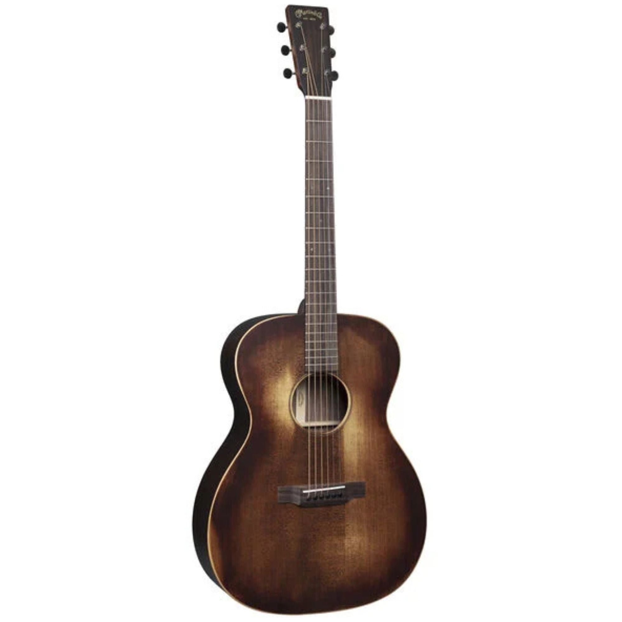 Martin 000-16 StreetMaster auditorium acoustic guitar with natural wood finish and steel strings, showcasing its body and fretboard.