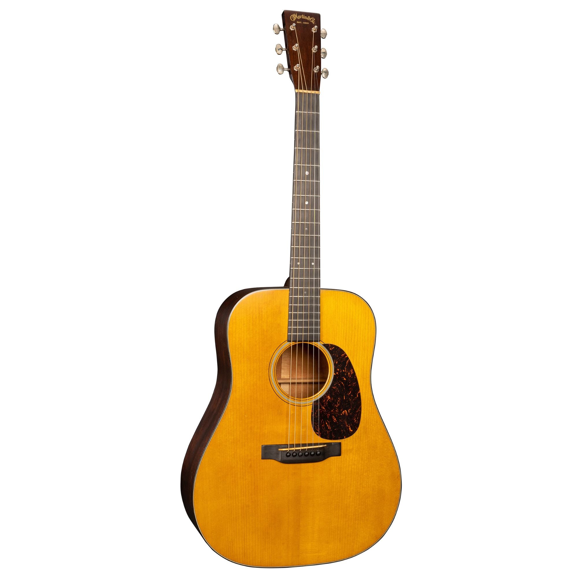 Martin Authentic Series D-18 1937 aged acoustic guitar with rich wood finish and vintage-style design, showcasing its classic craftsmanship.
