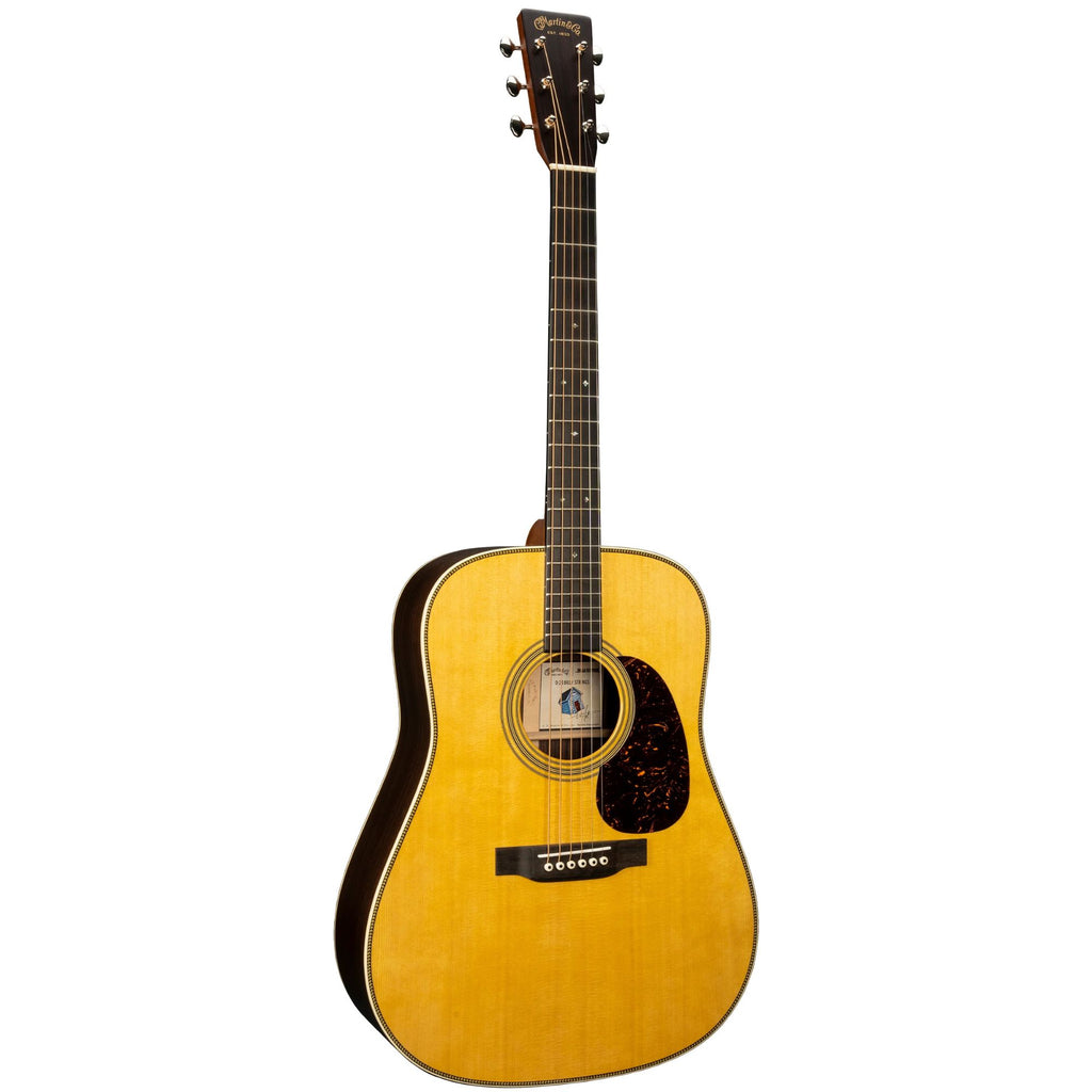 Martin D-28 Billy Strings Custom acoustic dreadnought guitar with mahogany body and rosewood fingerboard, natural finish.