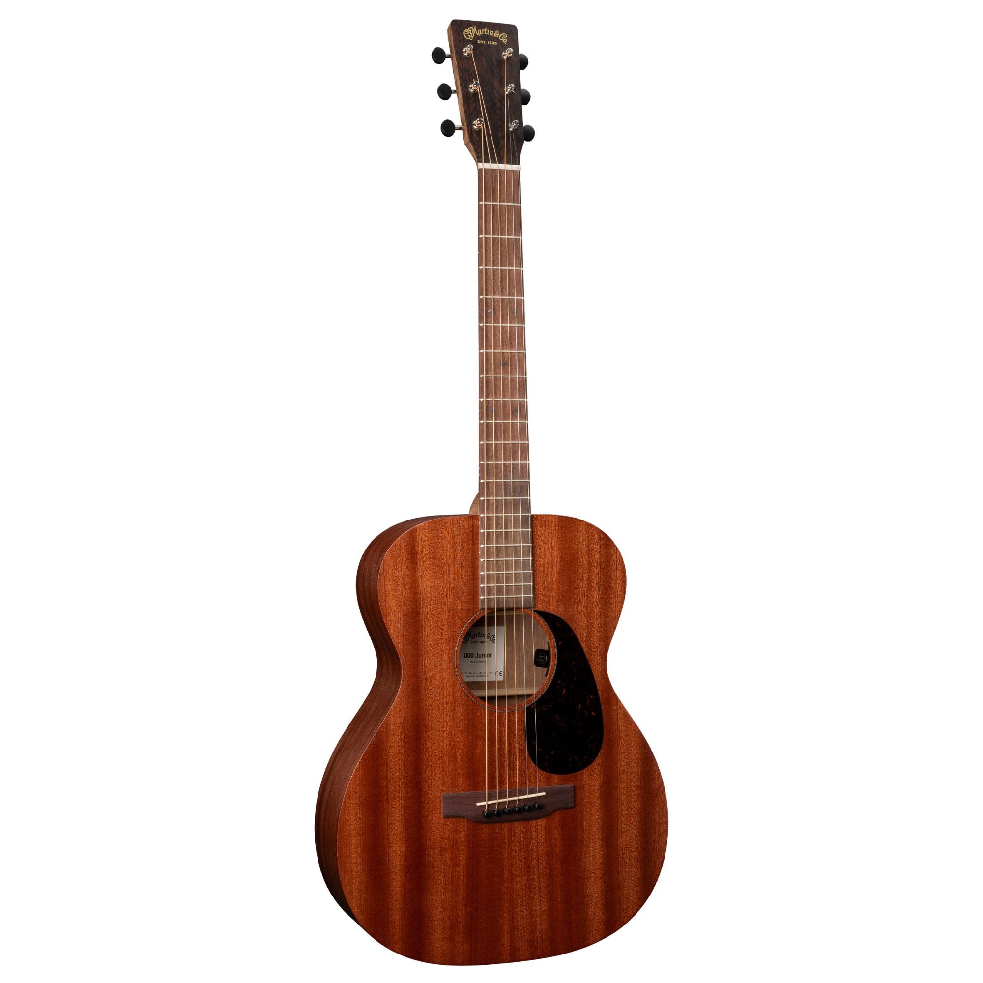 Martin 000-JRE Sapele acoustic guitar with pickup, featuring a junior-sized body and rich Sapele wood finish.