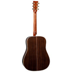 Martin D-42 Modern Deluxe dreadnought acoustic guitar with rich wood grain and detailed inlays, showcasing high-quality craftsmanship.