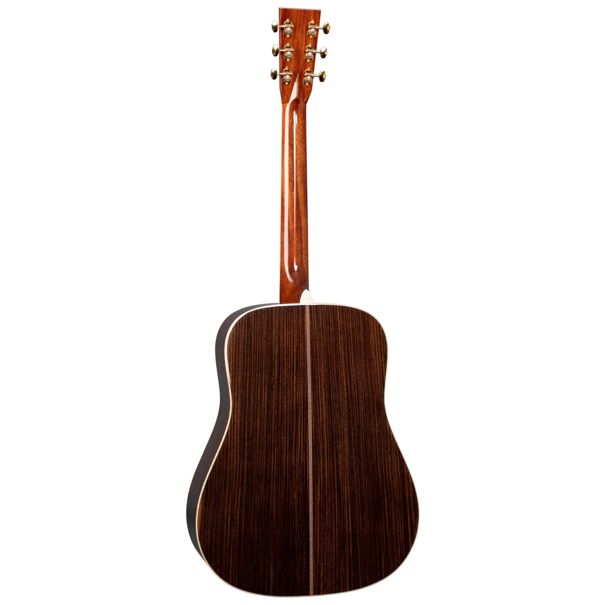 Martin D-42 Modern Deluxe dreadnought acoustic guitar with rich wood grain and detailed inlays, showcasing high-quality craftsmanship.
