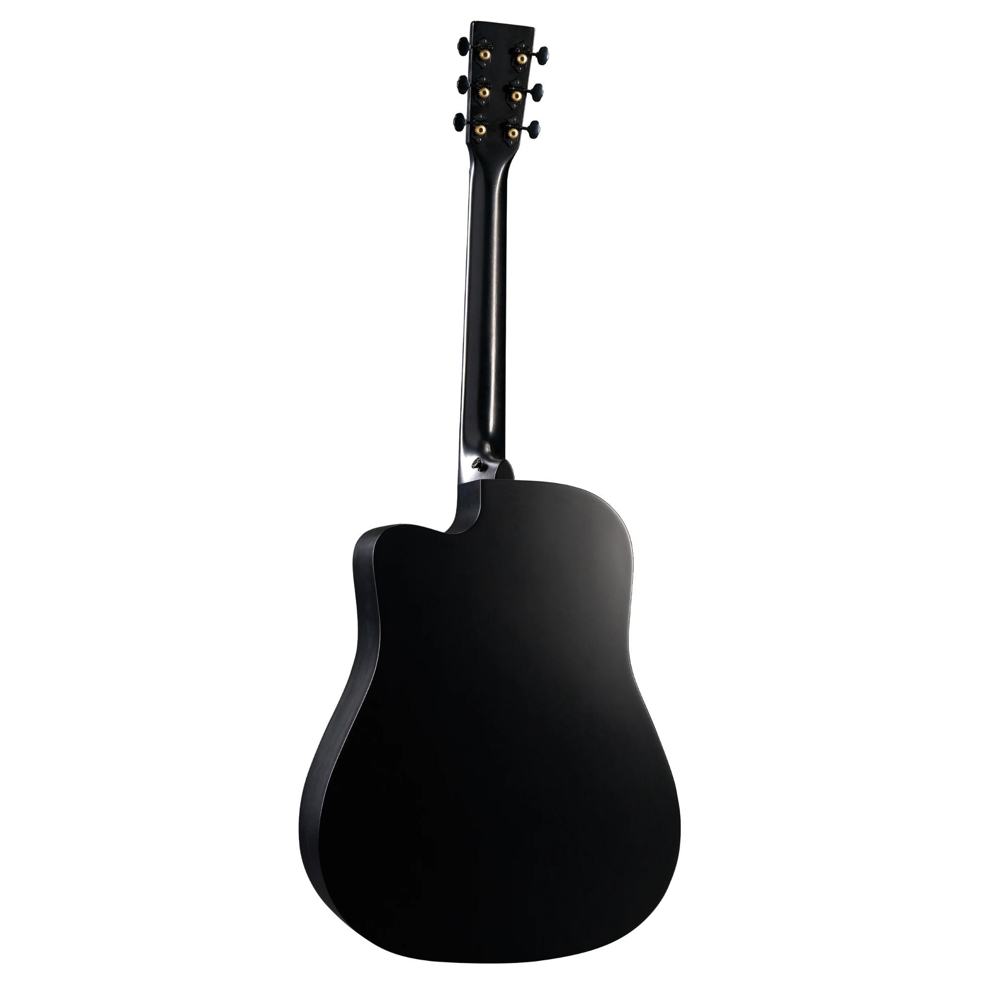 Martin DC-10E Modern Black acoustic dreadnought cutaway guitar from the Road Series, featuring a sleek black finish and cutaway body.