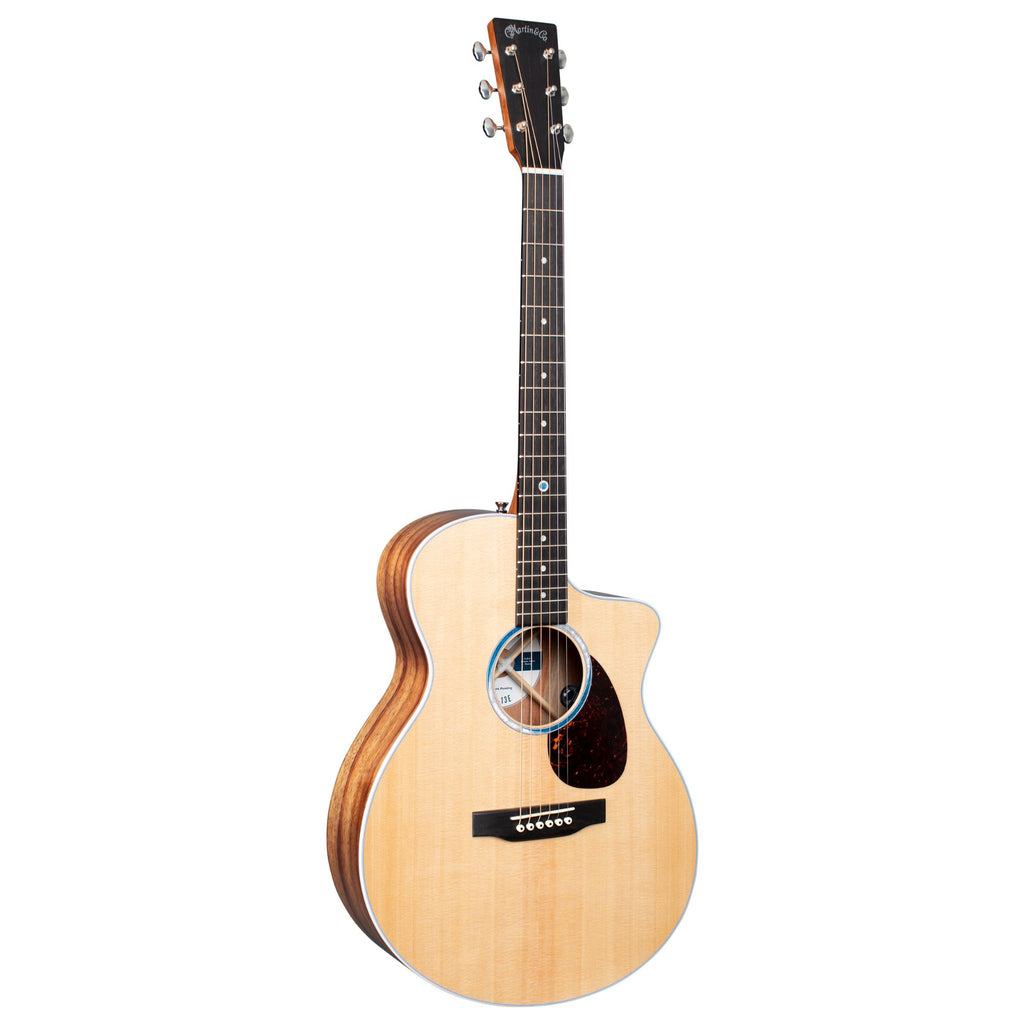 Martin SC-13E Road Series stage cutaway acoustic guitar with pickup, showing the sleek body and fretboard details.