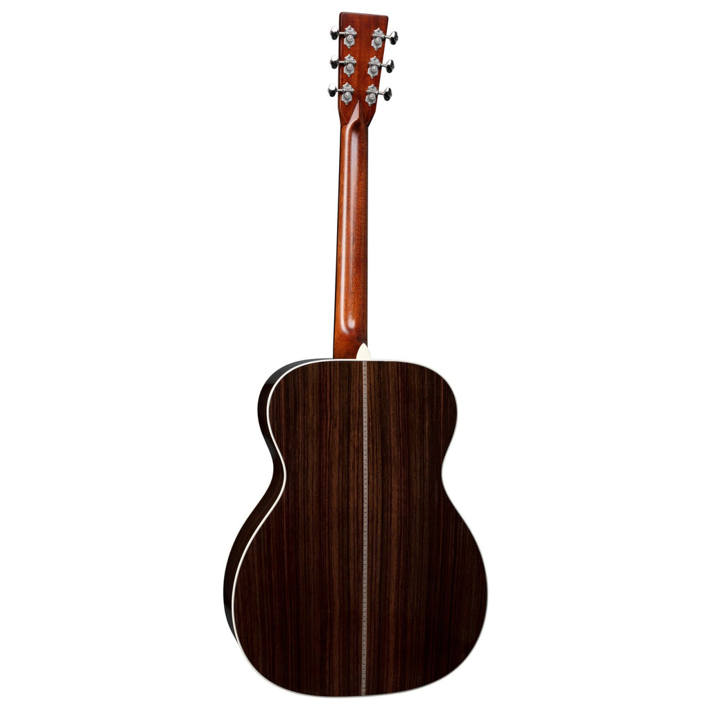 Martin OMJM Special Edition acoustic guitar with natural wood finish, showcasing its sleek body and detailed craftsmanship.