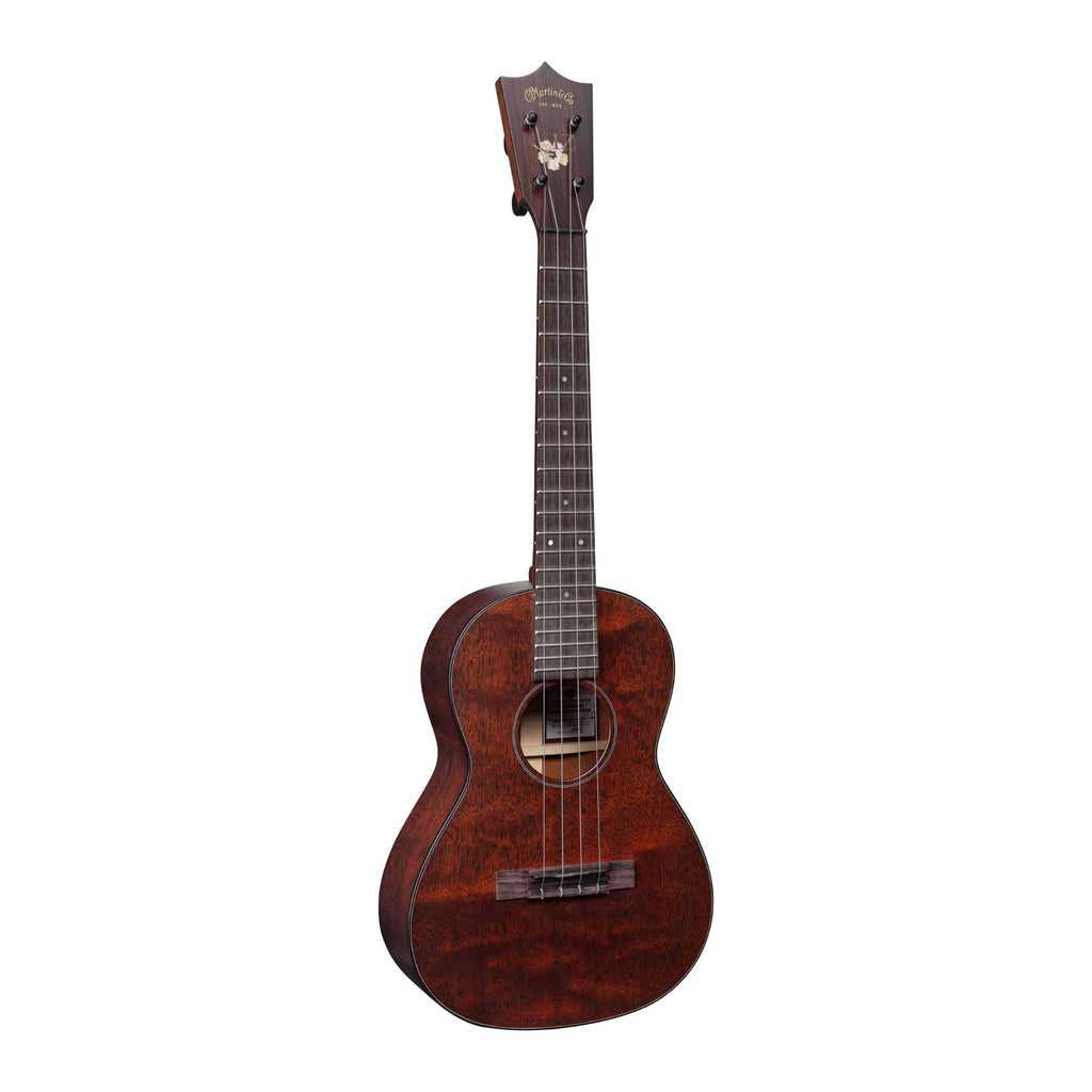Martin 1T IZ tenor ukulele with natural wood finish and nylon strings, showcasing its compact acoustic guitar design.