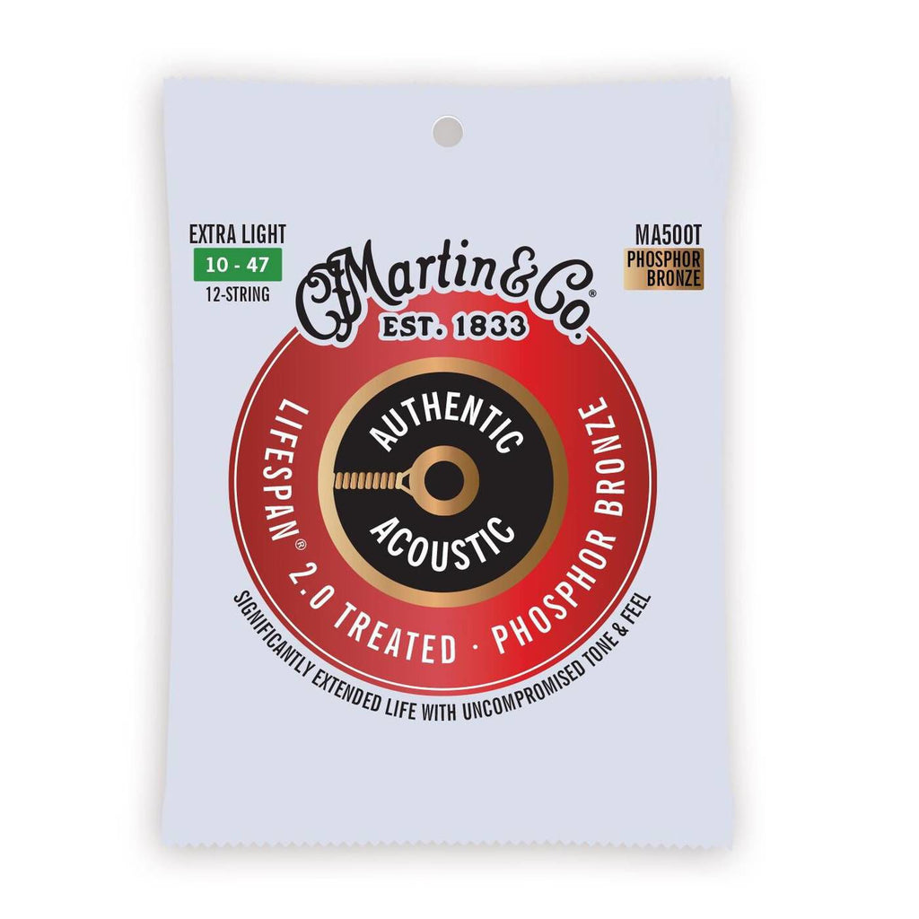 Martin Authentic Treated Acoustic Guitar Strings - 12-String XL 10-47 92-8 Phosphor