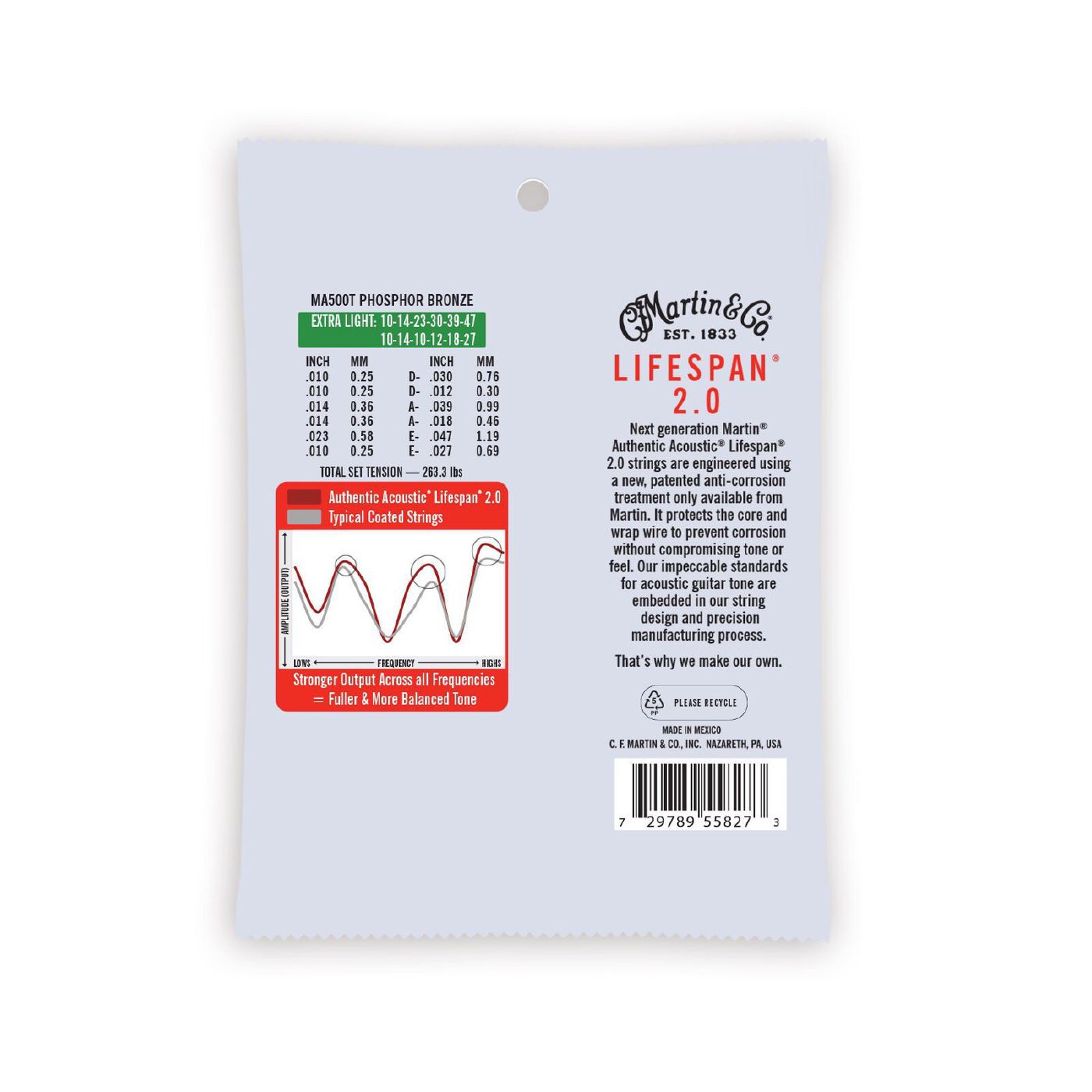 Martin Authentic Treated Acoustic Guitar Strings - 12-String XL 10-47 92-8 Phosphor