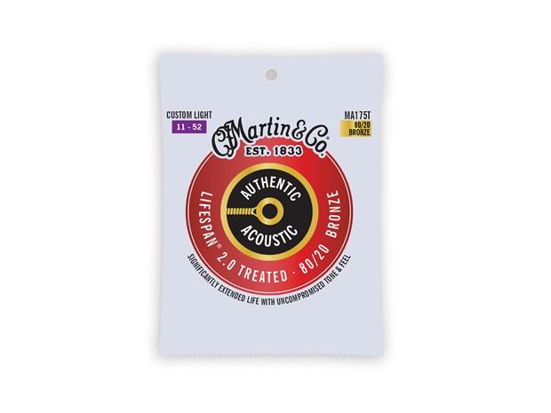 Martin Authentic Treated  Custom Light 11-52  80/20 Bronze Acoustic Guitar Strings