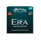 Martin Era Treated Acoustic Guitar Strings 12-54 Light set by Mega Music, showing the packaged strings with branding and packaging.