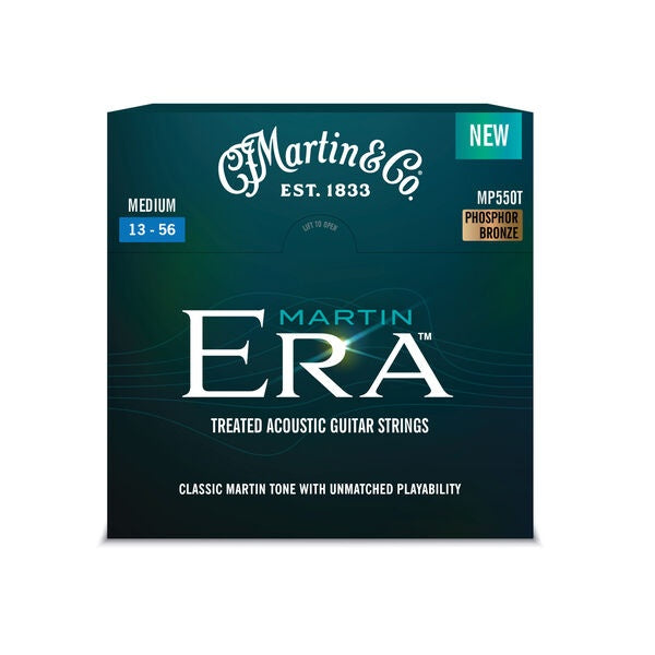 Martin Era Treated Acoustic Guitar Strings 13-56 Medium by Mega Music, showing a close-up of the set of guitar strings on a plain background.