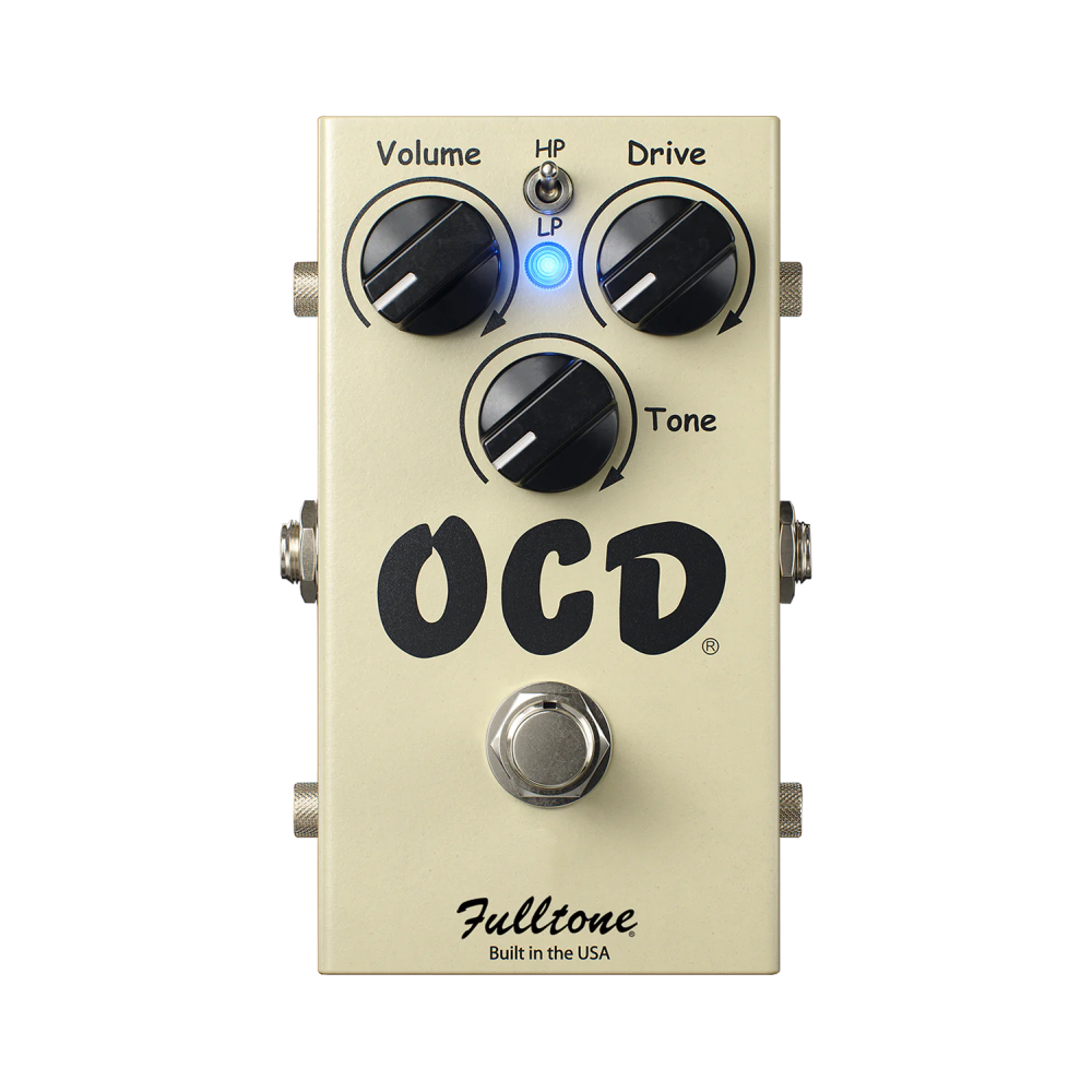 Fulltone OCDv2 Obsessive Compulsive Drive guitar effects pedal with control knobs and input/output jacks.