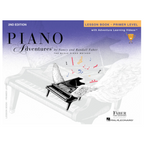 Faber Piano Adventures Piano Adventures 2nd Edition Primer Level Lesson Book with colorful cover and piano illustrations.