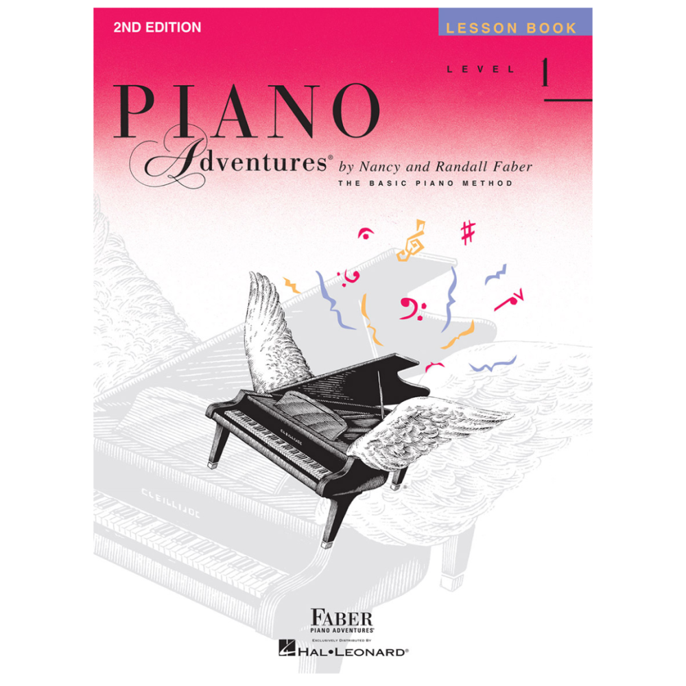 Faber Piano Adventures Level 1 second edition piano lesson book with colorful cover and musical notes for beginner students