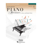 Faber Piano Adventures Accelerated Piano Adventures for Older Beginner Lesson Book 1, a piano book with colorful cover and musical notes.