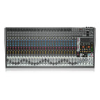 Behringer Eurodesk SX3242FX analogue mixer with multiple input channels and control knobs, used for audio mixing.