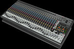 Behringer Eurodesk SX3242FX analogue mixer with multiple input channels and built-in effects, front view of the audio mixing console.
