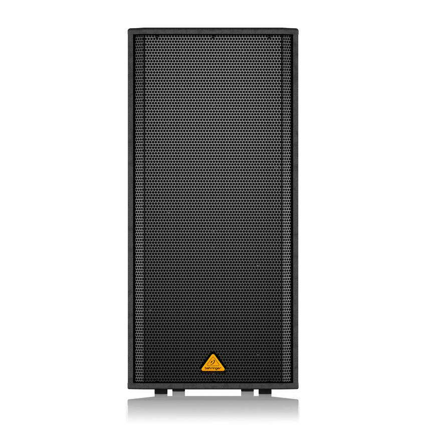 Behringer Eurolive VP2520 dual 15-inch passive PA speaker with 2000 watts, shown from the front with speaker grille and control panel