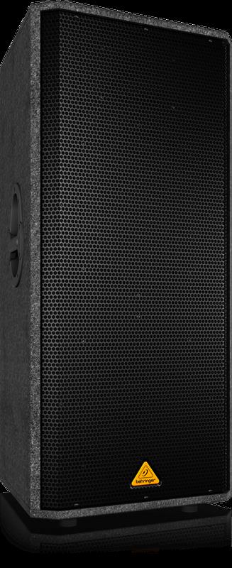 Behringer Eurolive VP2520 dual 15-inch passive PA speakers with 2000-watt power, shown in a professional audio setup.
