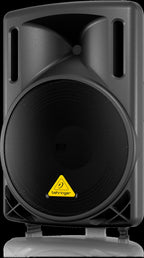 Behringer Eurolive B212D 12-inch powered PA speaker with control panel and speaker grille for live sound reinforcement.