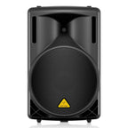 Behringer Eurolive B215D powered speaker with dual 15-inch woofers and built-in amplifier for live sound and DJ setups.
