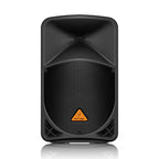 Behringer B112W 12-inch powered PA speaker with 1000-watt amplifier, showcasing its front grille and control panel.