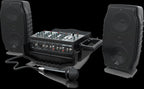 Behringer Europort PPA200 compact powered speaker with control panel and speaker grille, designed for portable sound amplification.