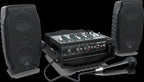 Behringer Europort PPA200 compact powered PA speakers with built-in handles and control panel for portable sound reinforcement.
